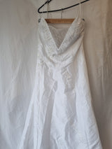 iModa White Taffeta A-line Beaded Sequin Embroidered Strapless/strap Dress Sz 141