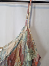 Imoda Pink Blue Beige Floral Ruffle Lace Layered Casual Singlet Silk Top Size M5