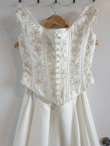 Essence ivory embroidered satin bustier and skirt bridal set uk12 us106