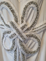 Giovanni White Knit Beaded Rope Evening Bridesmaid Dress Sz 104