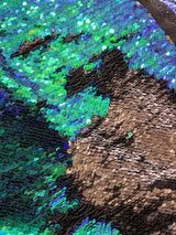 Spotlight Mermaid Peacock Reversible Sequin Blue Green Dress Fabric 125 x 160cm6
