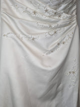 Imoda Ivory Satin Sweethesrt Beaded Train Wedding Dress Sz 88