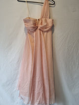 Juniper & Sage Chiffon Pink Ruched One Shoulder Evening Bridesmaid Dress Sz 80
