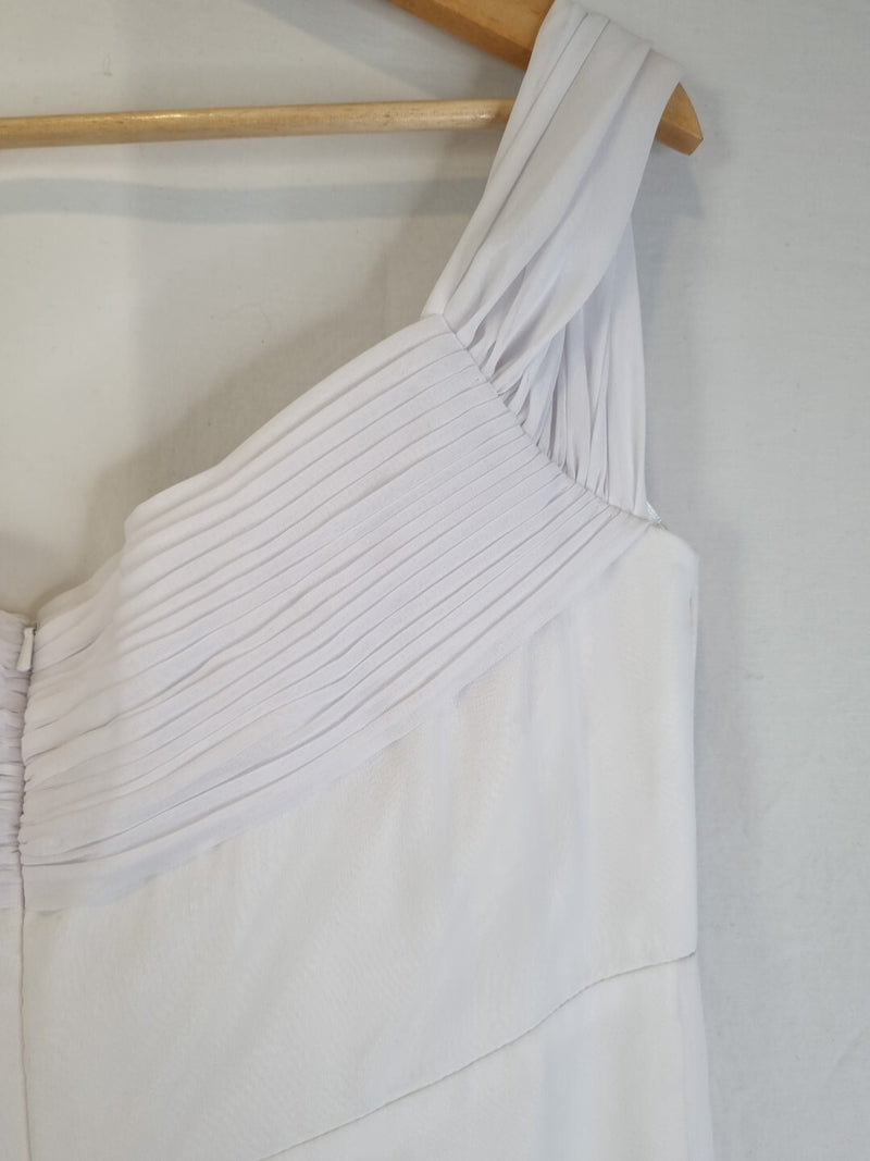 Imoda White Chiffon Sweetheart Off Shoulder Beaded Crystal Wedding Dress Sz 1412