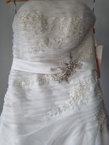 iModa Ivory Straps/Strapless Organza Ruched Beaded Lace AppliqueWedding Dress 143