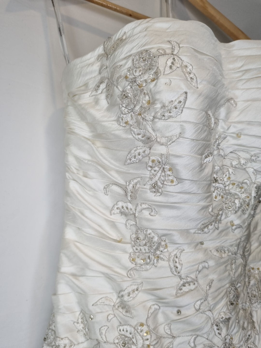 Imoda Ivory Ruched Beaded Mermaid Tulle Skirt Train Wedding Dress Sz 106
