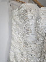 Imoda Ivory Ruched Beaded Mermaid Tulle Skirt Train Wedding Dress Sz 106