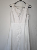 Imoda White Chiffon Ruched Pleated Crystal Grecian Empire Wedding Dress Sz 88