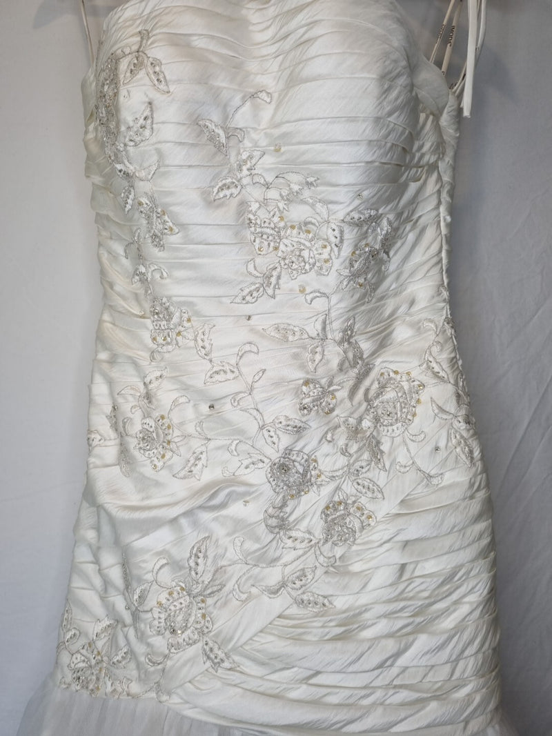 Imoda Ivory Ruched Beaded Mermaid Tulle Skirt Train Wedding Dress Sz 104