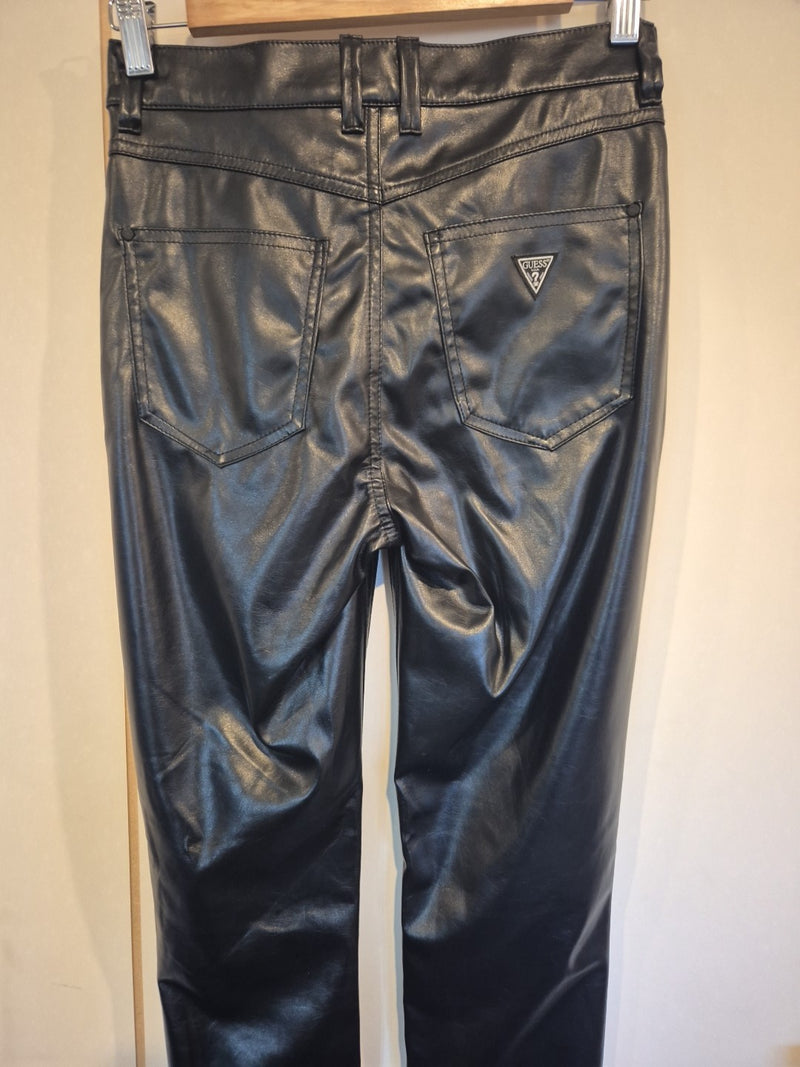 Guess Black Faux Patent Leather High Rise Skinny Leg Pants Size 277