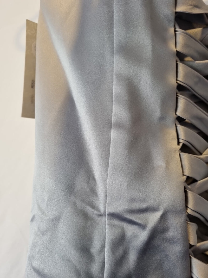 Juniper & Sage Satin Grey Pleat Strapless Evening Bridesmaid Dress Sz 1011