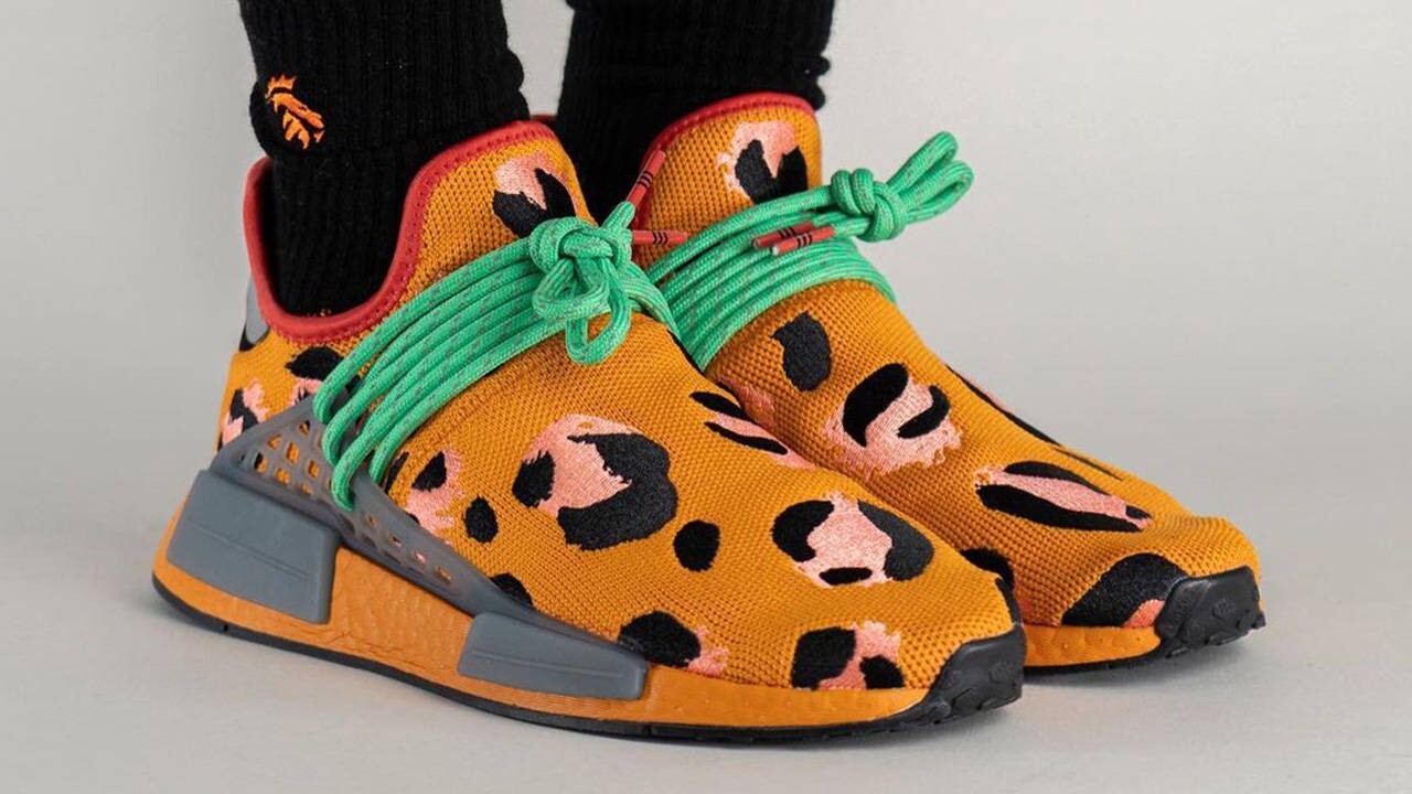 Adidas x Pharrel Williams HU NMD Animal Print Orange Grey Green GZ4439 US 91