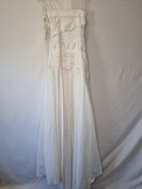 Imoda White Beaded Sequin Embroidered Pleated A-line Wedding Dress Sz 88