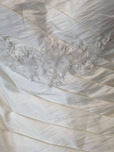 Imoda Ivory Ruched Beaded Embroidered Puckered Wedding Dress Sz 106