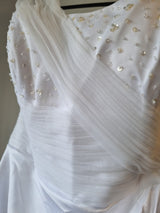 iModa White Sweethear Tulle One Shoulder Beaded Sequin Gathered Wedding Dress 105