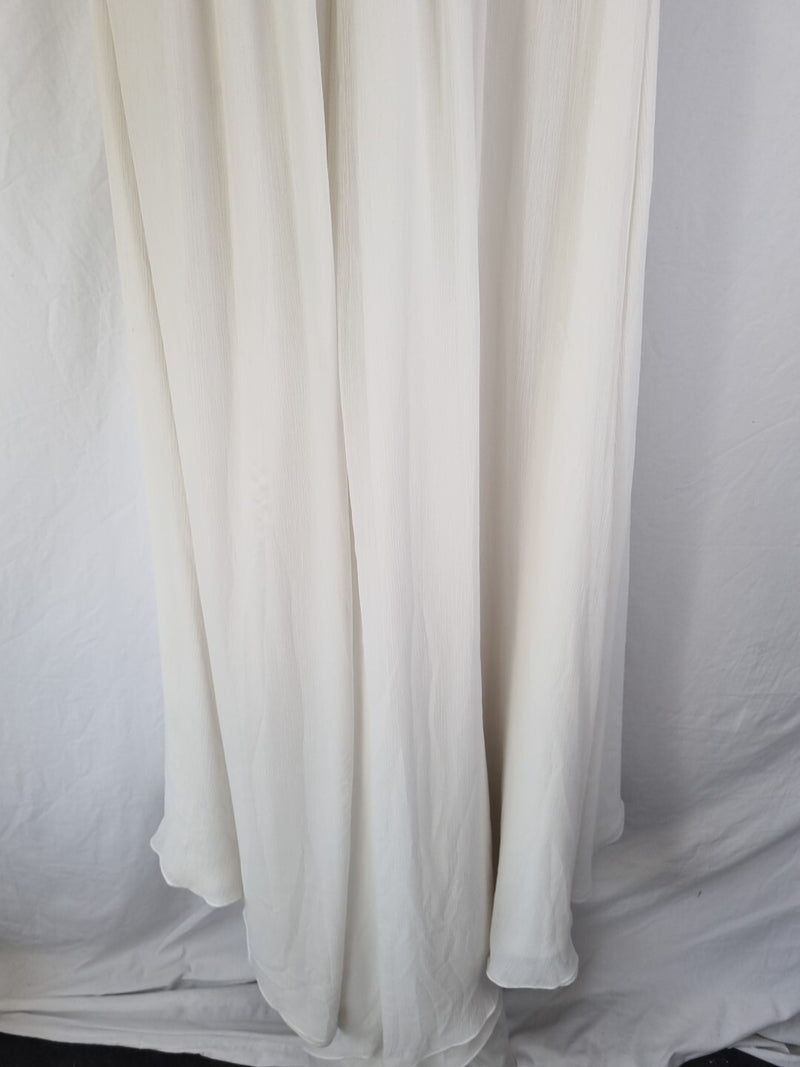 Imoda Ivory Gold Sweetheart Crepe Chiffon Embroidered Beaded Wedding Dress Sz 128