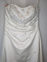 Imoda Ivory Satin Sweethesrt Beaded Train Wedding Dress Sz 83