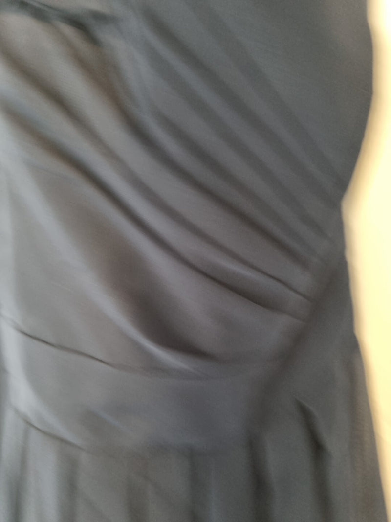 Imoda Navy Blue Chiffon One Shoulder Evening Bridesmaid Long Maxi Dress Sz 245