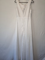 Imoda White Chiffon Ruched Pleated Crystal Grecian Empire Wedding Dress Sz 87