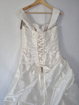 Imoda Ivory Taffeta Sweetheart Ruched Full A-line Train Wedding Dress Sz 1410