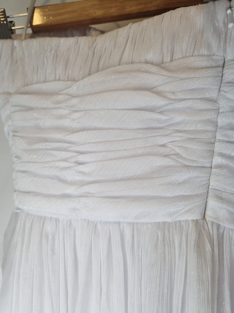 Imoda White Chiffon Ruched Empire Wedding Dress Sz 149