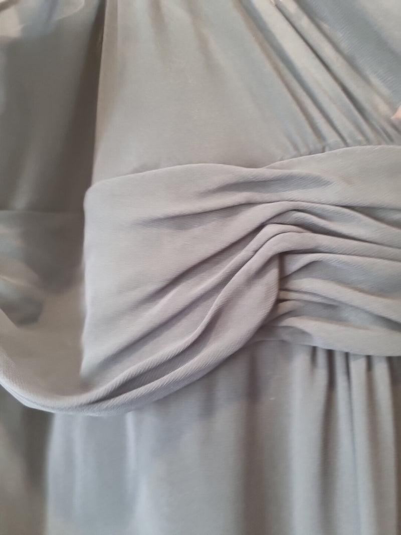 Imoda Navy Blue Chiffon Ruched Braid-strap Evening Bridesmaid Maxi Dress Sz 287