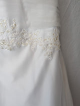 Imoda White Satin Tulle Beaded Applique Ruched Wedding Dress Sz 128