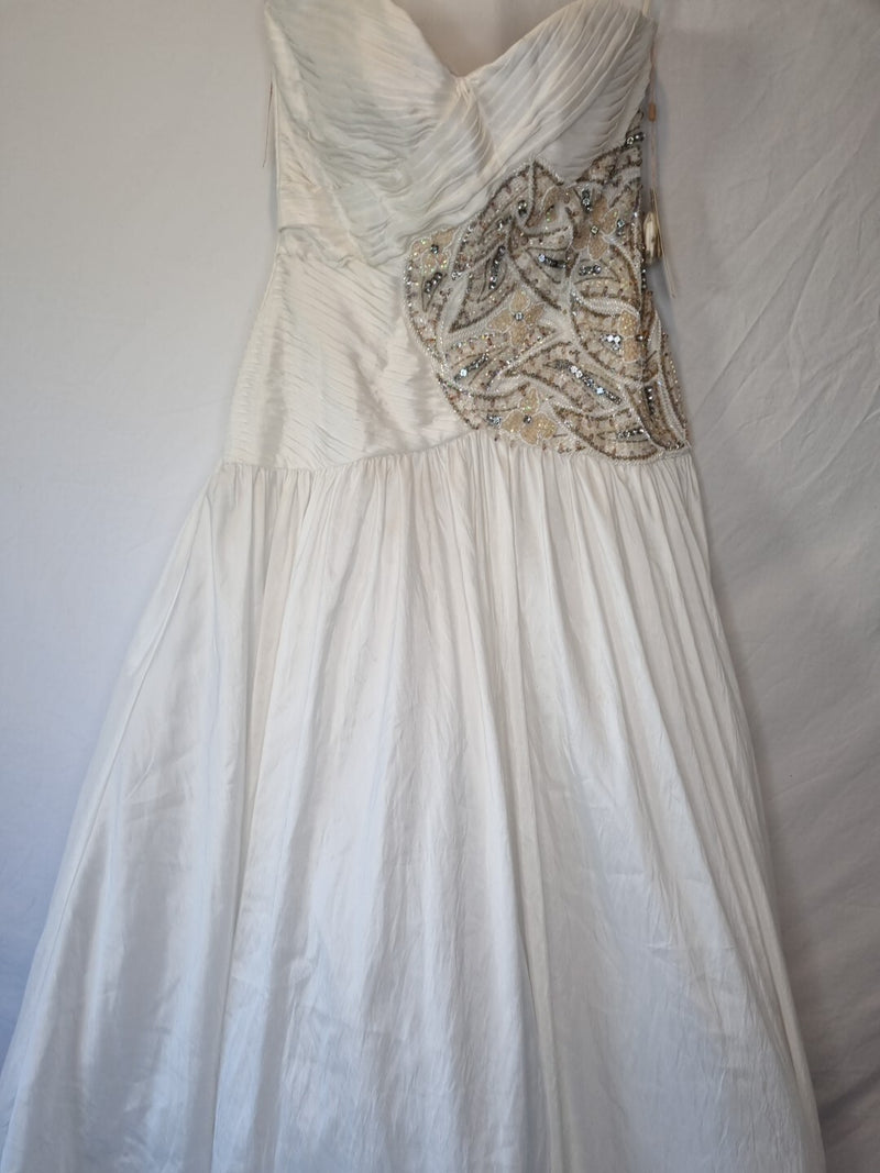 Imoda Ivory Sweetheart Ruched Pleated Gathered Embellished Wedding Dress Sz 81