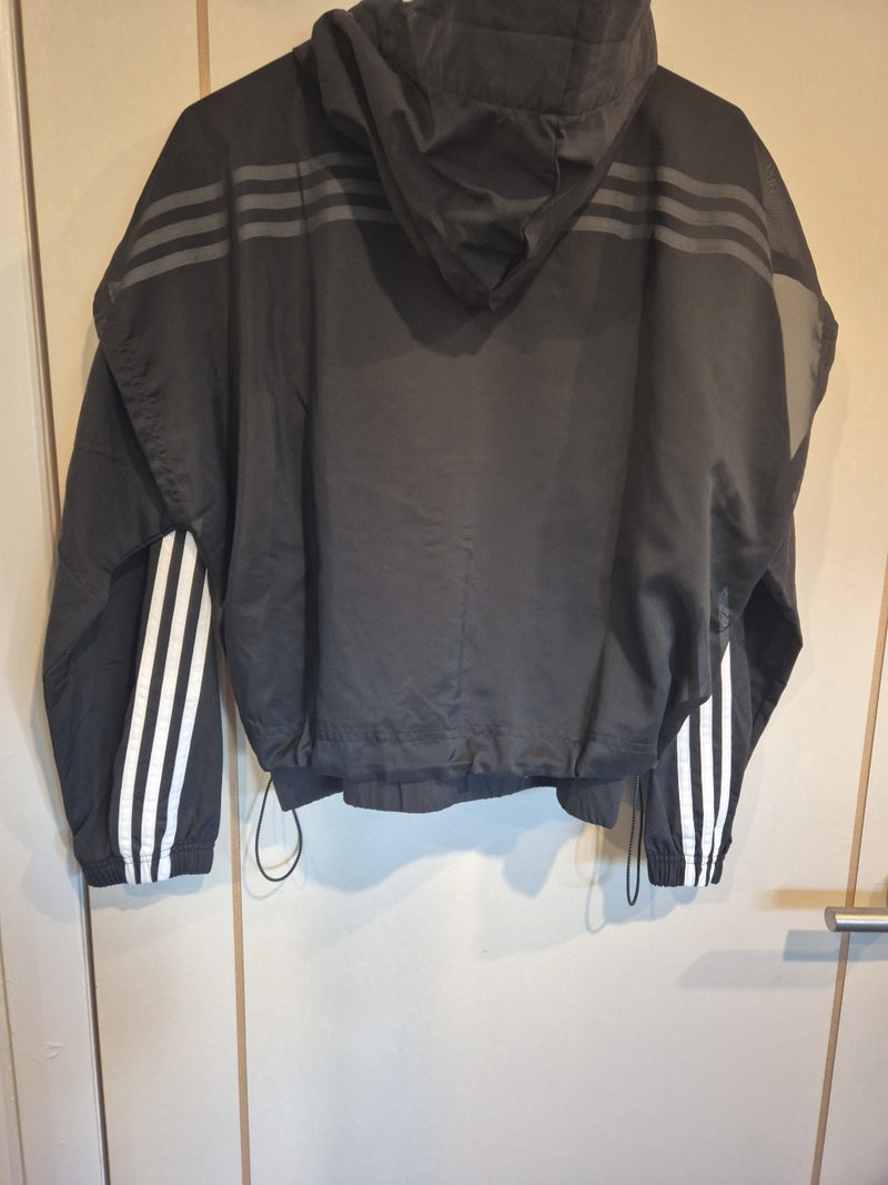 Adidas Black Layered Hooded Wind Breaker Jacket Size Xs7