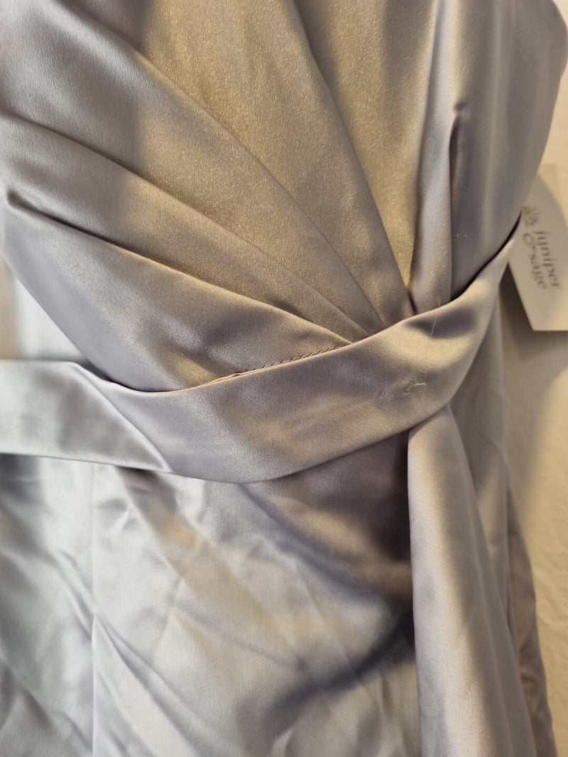 Juniper & Sage Satin Grey Pleat Strapless Evening Bridesmaid Dress Sz 105