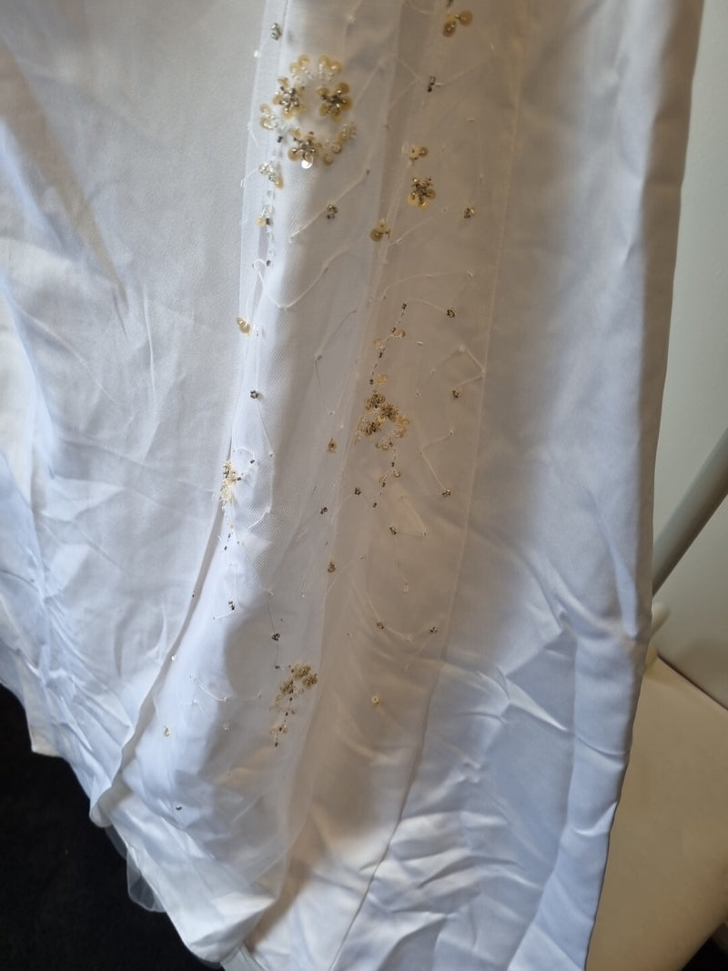 iModa White Straps/strapless Beaded Sequin Tulle Pleated Satin Backless Dress 107