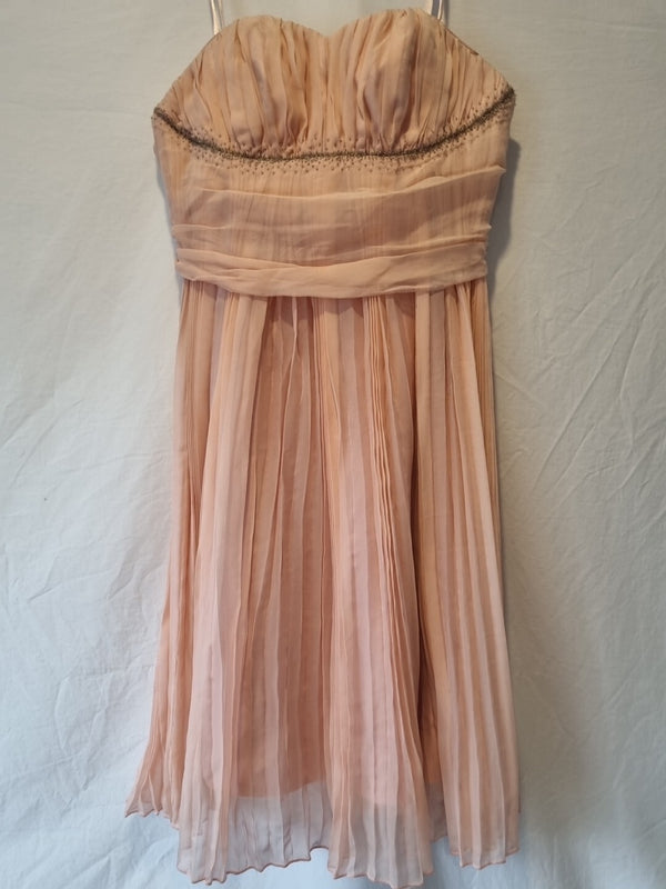 Lewis Park Chiffon Pink Ruched Strapless Sweetheart Evening Mini Dress Sz M0