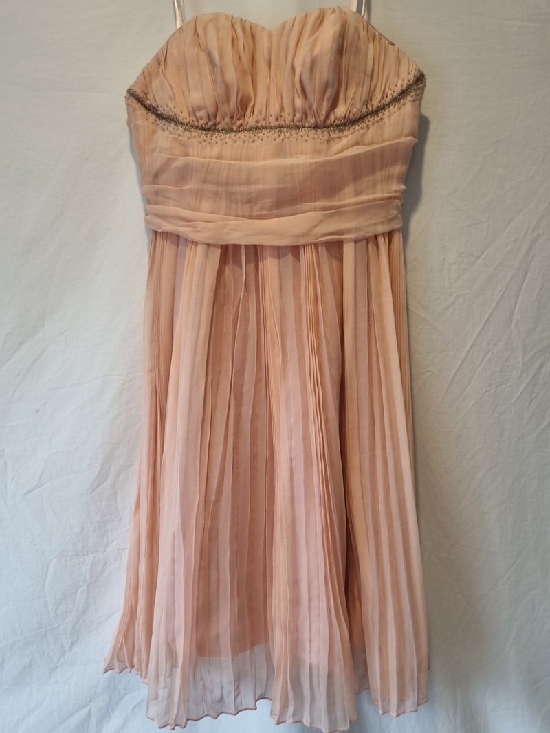 Lewis Park Chiffon Pink Ruched Strapless Sweetheart Evening Mini Dress Sz M0