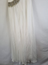 Imoda Ivory Chiffon One Shoulder Ruched Crystal Diamante Bead Wedding Dress Sz 81