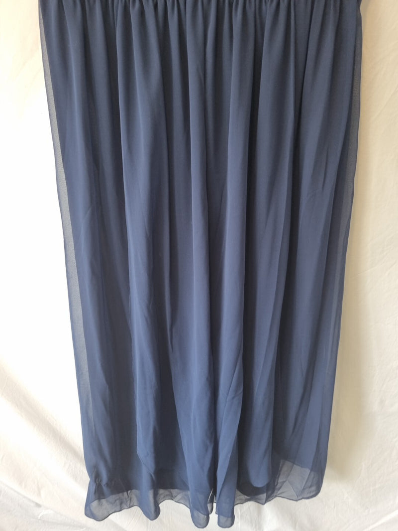 Imoda Navy Blue Chiffon Ruched Strapless Evening Bridesmaid Maxi Dress Sz 261
