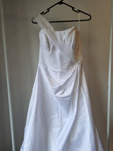 iModa White Sweethear Tulle One Shoulder Beaded Sequin Gathered Wedding Dress 101