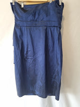 Imoda Navy Blue Taffeta Layered Strapless Evening Bridesmaid Mini Dress Sz 166