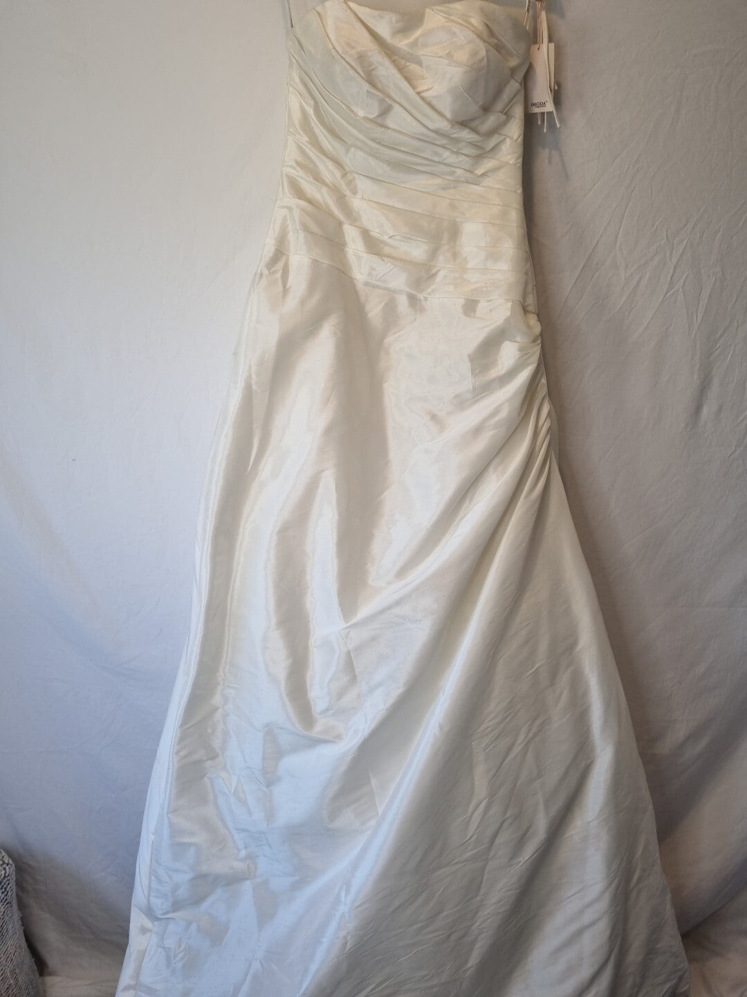 Imoda Ivory Sweetheart Ruched Simple Elegant Train Wedding Dress Sz 100