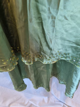 Giovanni Satin Green Ruched Beaded Halter Neck Evening Bridesmaid Dress Sz 1013