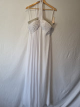 Imoda White Chiffon Beaded Ruch Halter Neck Empire Wedding Dress Sz 120