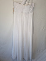 Imoda White Chiffon Ruched Crystal One Shoulder Empire Wedding Dress Sz 129