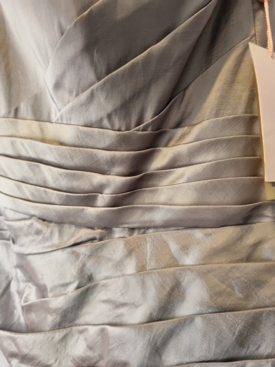 Imoda Grey Taffeta Ruched Pleat Strapless Evening Bridesmaid Dress Sz 106