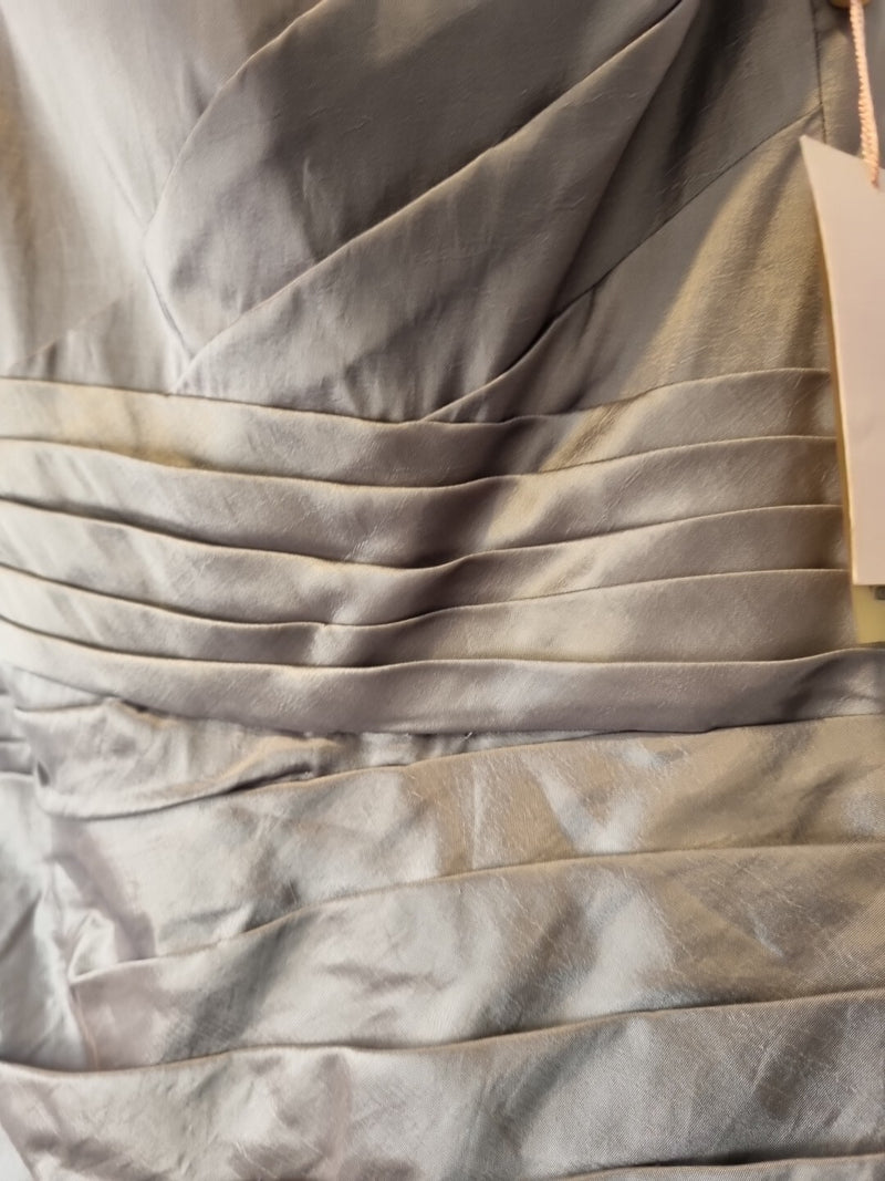 Imoda Grey Taffeta Ruched Pleat Strapless Evening Bridesmaid Dress Sz 106