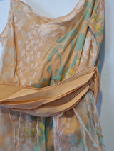 Imoda Chiffon Peach Floral Ruched Layered Wrap Casual Singlet Silk Top Size 89