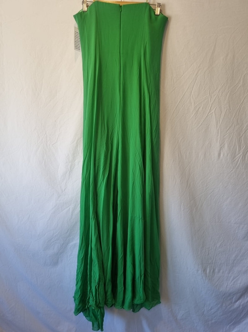 Imoda Chiffon Green Ruched Beaded Strapless Cut Out Evening Bridesmaid Dress 127