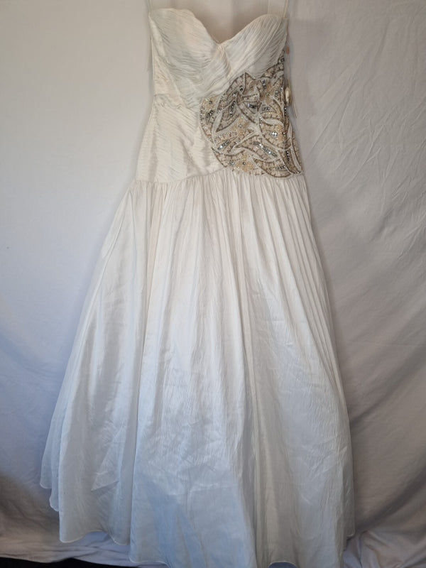 Imoda Ivory Sweetheart Ruched Pleated Gathered Embellished Wedding Dress Sz 80