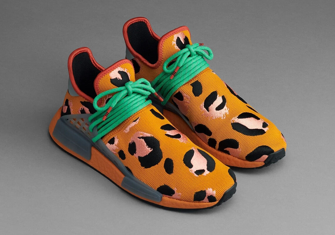 Adidas x Pharrel Williams HU NMD Animal Print Orange Grey Green GZ4439 US 9