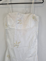 Imoda White Satin Beaded Sequin Backless Wedding Dress Sz 103