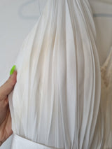 Imoda White Chiffon Gathered Pleated Grecian Empire Wedding Dress Sz 105