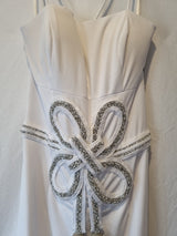 Giovanni White Knit Beaded Rope Evening Bridesmaid Dress Sz 103